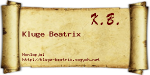 Kluge Beatrix névjegykártya